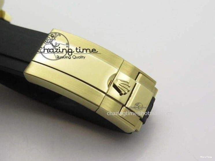 MiroTime 0403 Stylish Daytona YG BP Maker Gold Dial Sticks Markers On Rubber Strap A7750@ 4012